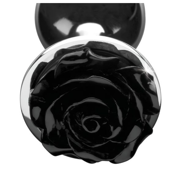 Booty Sparks Black Rose - plug anal de aluminio - plateado y negro