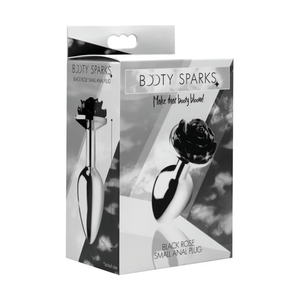 Booty Sparks Black Rose - plug anal de aluminio - plateado y negro