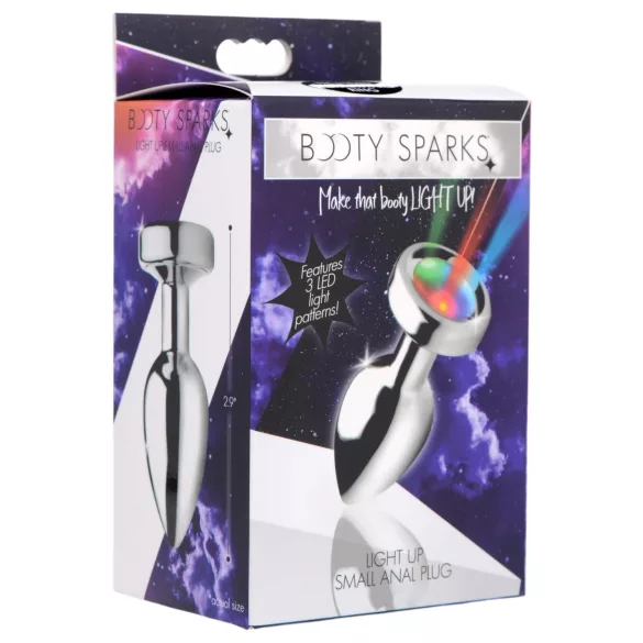 Booty Sparks - plug anal luminoso pequeño - metal plateado