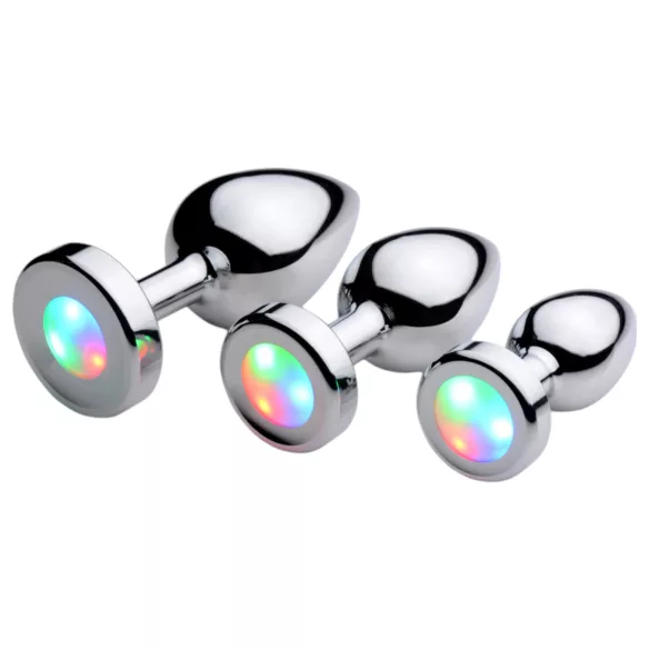 Booty Sparks - plug anal luminoso pequeño - metal plateado