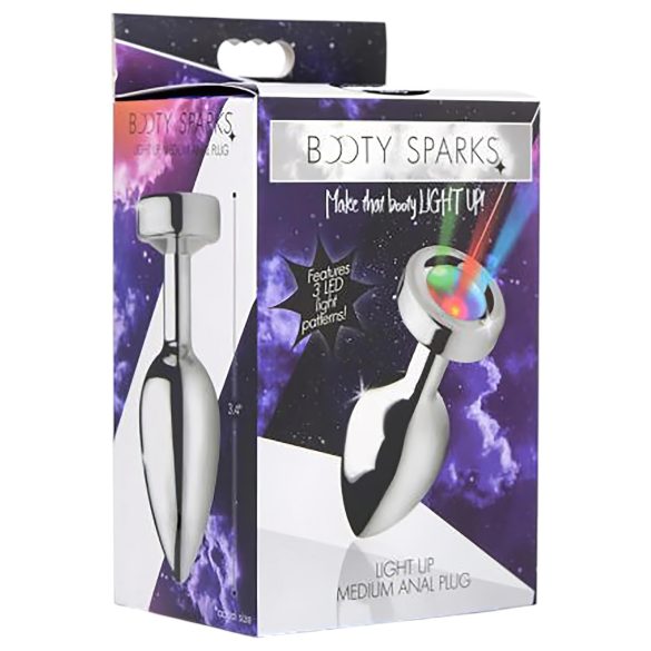 Booty Sparks - plug anal luminoso - tamaño mediano - plata
