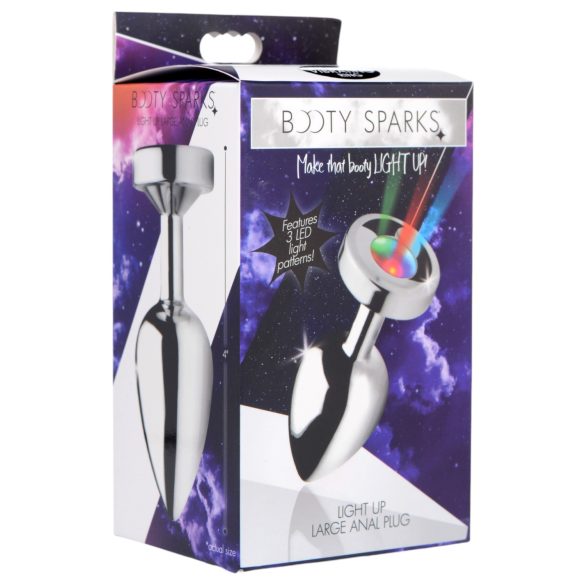 Booty Sparks - plug anal luminoso - grande - plateado