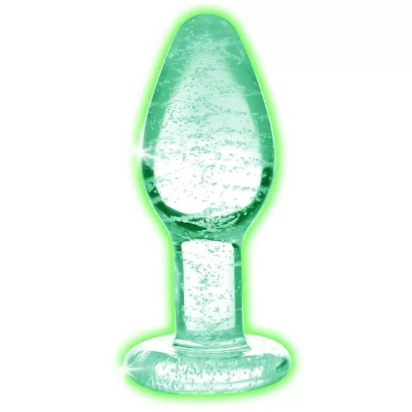Booty Sparks - plug anal de vidrio luminiscente M - transparente