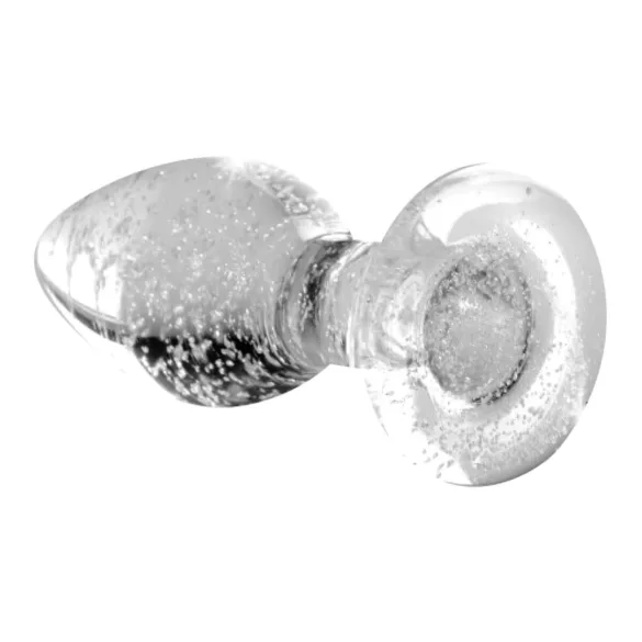 Booty Sparks - plug anal de vidrio luminiscente M - transparente
