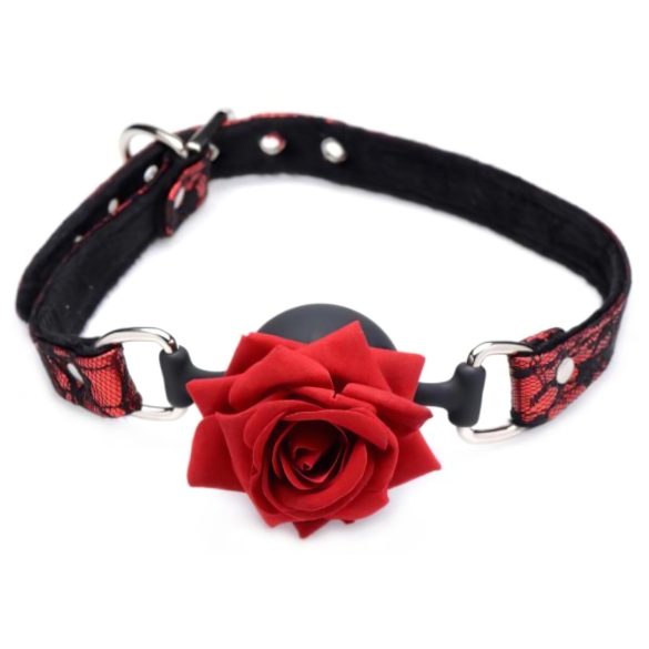 Serie Master - Mordaza de silicona con rosas (rojo)