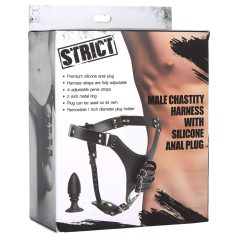Strict - jaula masculina con plug anal - negro