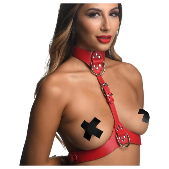 Arnés corporal rojo con cuello