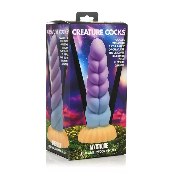 Creature Cocks Mystique - dildo unicornio realista 21cm silicona lila amarillo