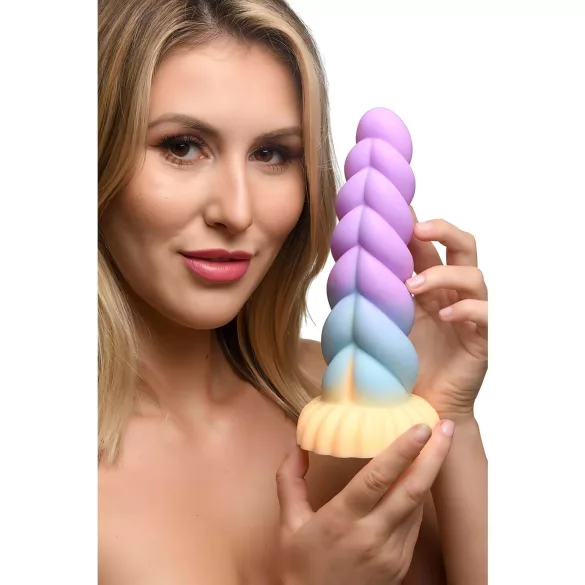 Creature Cocks Mystique - dildo unicornio realista 21cm silicona lila amarillo