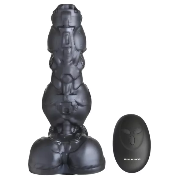 XR Brands Cyborg cock - vibrador empujador masculino con mando - plata