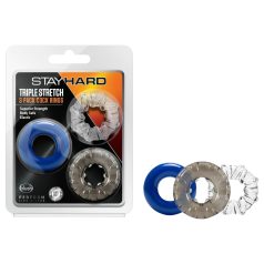   Stay Hard - set de anillos para pene variados - silicona - 3 piezas - colores
