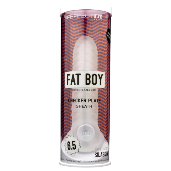 Fat Boy Checker Box - funda pene - textura relieve - 17cm blanco