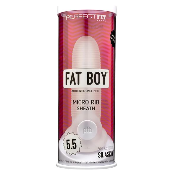 Fat Boy Micro Ribbed - funda para pene texturizada - silicona blanca 15cm