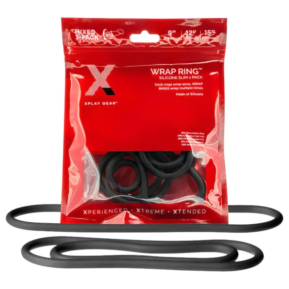 Perfect Fit Slim Wrap - anillo para pene fino - set de 3 piezas - negro