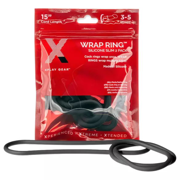Perfect Fit Slim Wrap 15 - delgado anillo para pene - negro (38cm)