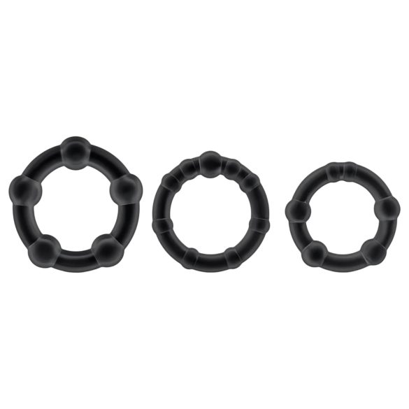 Stay Hard - set de anillos para pene - silicona negra