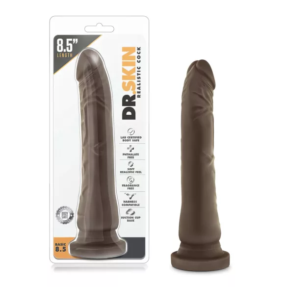 Dr. Skin 8,5 - consolador realista con ventosa (marrón, 20,5 cm)