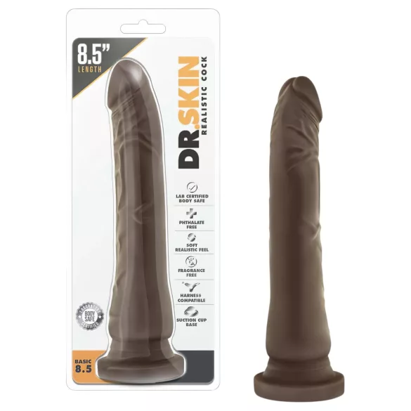 Dr. Skin 8,5 - consolador realista con ventosa (marrón, 20,5 cm)