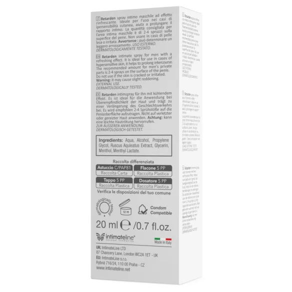 Intimateline R20 - spray retardante refrescante para hombres (20 ml)