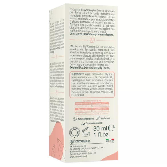 Intimateline Luxuria BIO - gel estimulante/caliente para mujeres (30 ml)