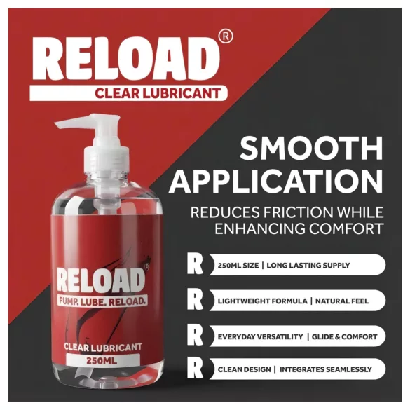 Reload - lubricante transparente a base de agua en frasco con bomba (250 ml)