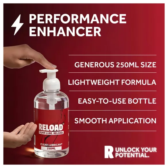Reload - lubricante transparente a base de agua en frasco con bomba (250 ml)