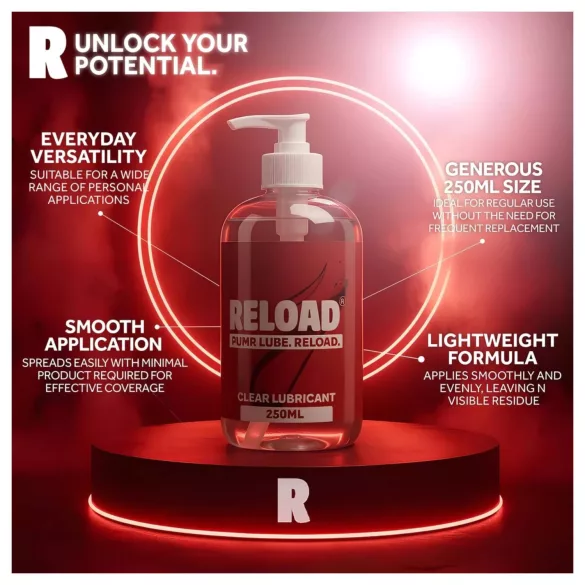 Reload - lubricante transparente a base de agua en frasco con bomba (250 ml)