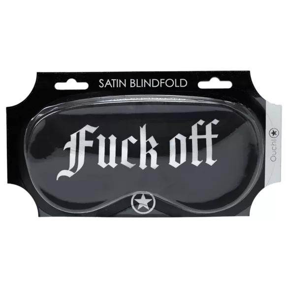 Ouch! - Antifaz de satén negro con inscripción “Fuck Off”