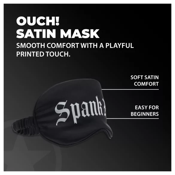Ouch! - Antifaz de satén negro con inscripción "Spank Me"