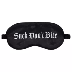   Ouch! - Antifaz de satén negro con texto “Suck Don't Bite”