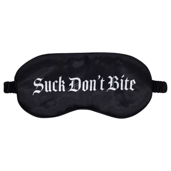 Ouch! - Antifaz de satén negro con texto “Suck Don't Bite”