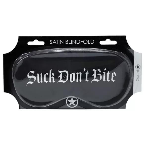Ouch! - Antifaz de satén negro con texto “Suck Don't Bite”