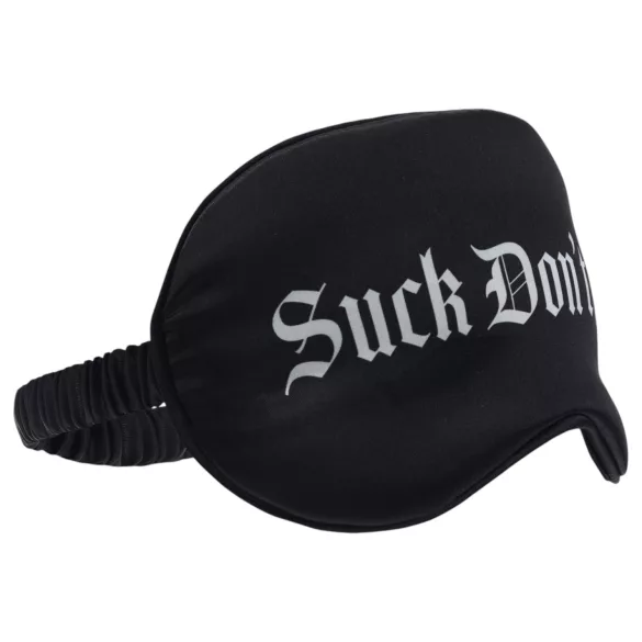 Ouch! - Antifaz de satén negro con texto “Suck Don't Bite”