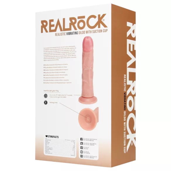 RealRock - consolador con ventosa y vibración - realista beige 20,5 cm