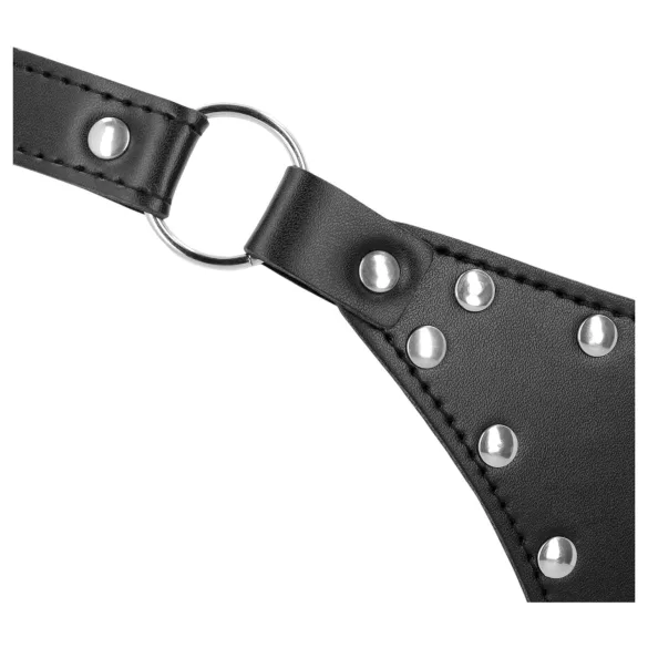 Ouch! - tanga tipo cinturón de castidad con tachuelas y cadena (negro)