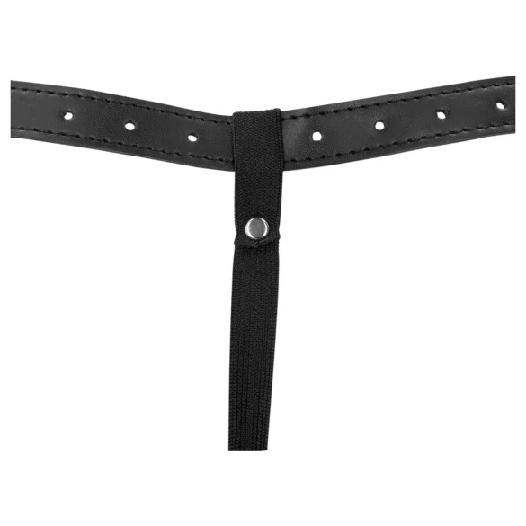 Ouch! - tanga tipo cinturón de castidad con tachuelas y cadena (negro)