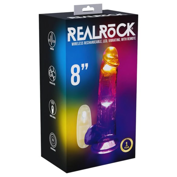 REALROCK - vibrador con testículos luminoso - 20 cm