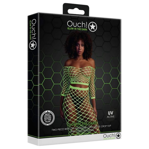 Ouch! - conjunto de falda y top fosforescente - color verde neón
