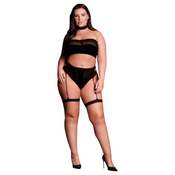 Le Désir Plus Size - Conjunto de lencería 3 piezas - negro (XL-4XL)