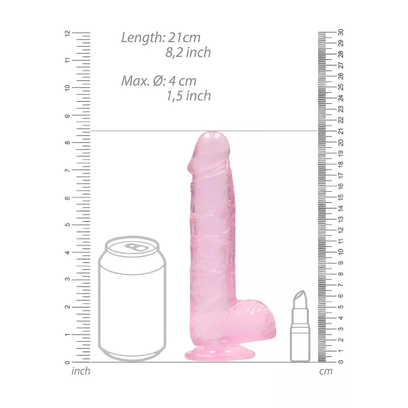 RealRock - dildo realista transparente - silicona rosa 19cm