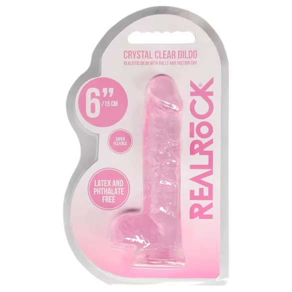 RealRock - consolador realista transparente - silicona rosa 15cm