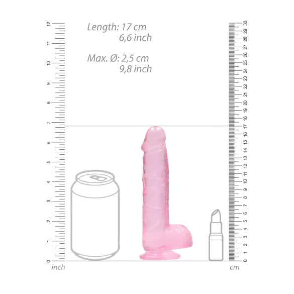 RealRock - consolador realista transparente - silicona rosa 15cm