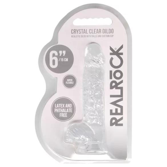 RealRock - consolador realista transparente - silicona transparente 15cm