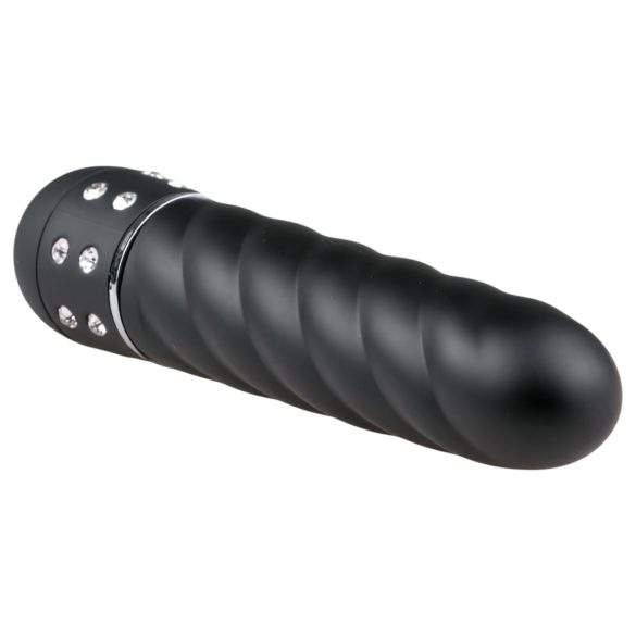Easytoys Diamond Twirled - vibrador barra texturizada - silicona negra
