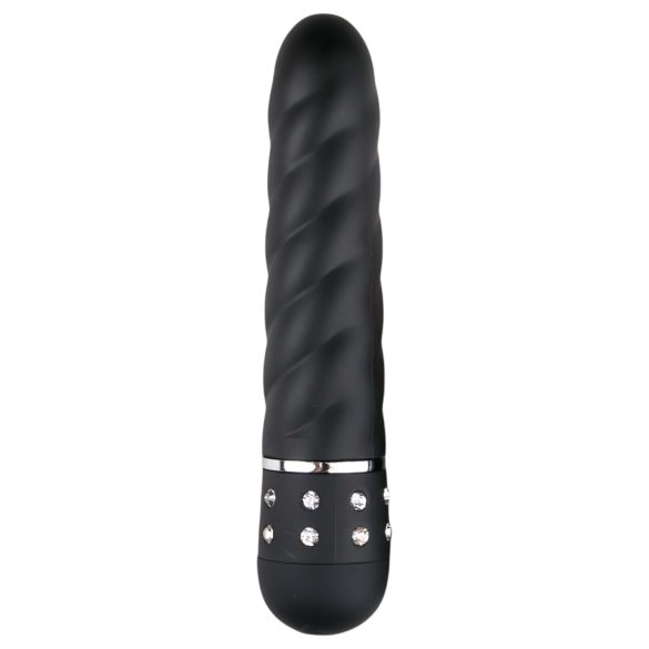 Easytoys Diamond Twirled - vibrador barra texturizada - silicona negra
