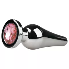   Easytoys - plug anal de metal con gema rosa - plateado 3,5 cm