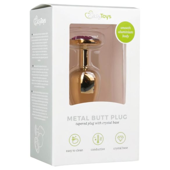 Easytoys Metal No.1 - plug anal con joya lila - metal dorado 2,5cm