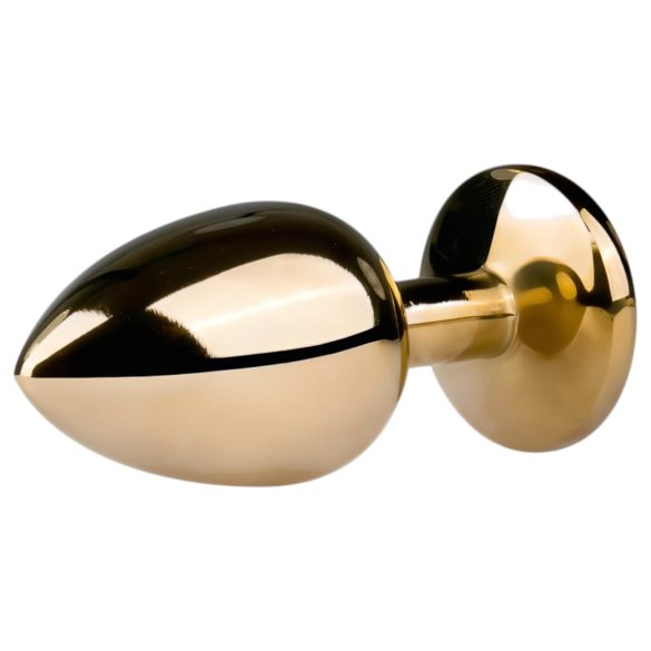 Easytoys Metal No.1 - plug anal cónico con piedra blanca - dorado (2,5 cm)