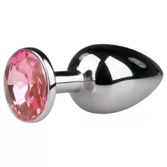   EasyToys Metal Nº 1 - plug anal cónico con piedra rosa (plateado, 2,7 cm)