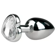   Easytoys - plug anal metálico - joya corazón - plata/blanco